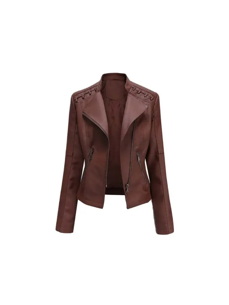 Huakaishijie Women's Faux leather Jacket